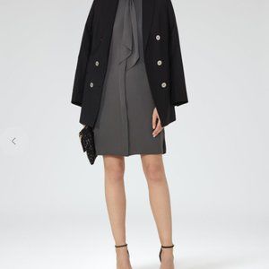 REISS Hue Tie-Neck Shirt Dress - Gray, Size 8 - GREAT CONDITION
